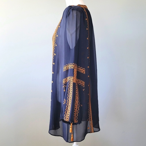 Calypso St Barth Tunic | Navy with Gold Accents - Picture 2 of 8
